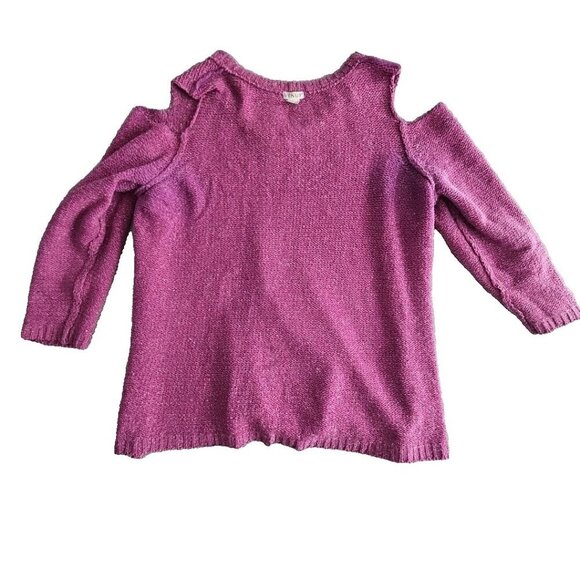 Venus Cold Shoulder Sweater Women's Size 1x Purple Metallic Thread Chunky Y2K - Picture 7 of 16
